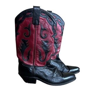Abilene Boot Company red and black leather western / cowgirl boots Size 8